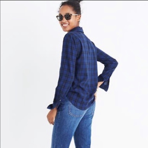 MADEWELL Top blue Plaid Wrap-Front Shirt in Arion XS - Picture 3 of 13